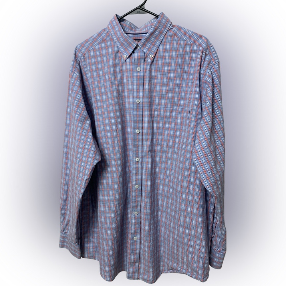 Button-Down Plaid Shirt in Blue and Pink XLT